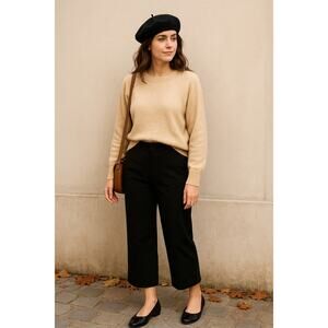 Vis à Vis Black Wide Leg Pants (US 6) Cropped High Rise Minimalist French Girl